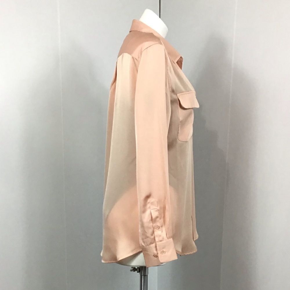 Equipment Satin Silk Signature Slim Blouse New  Size Large Rose New Size Large - Picture 3 of 8